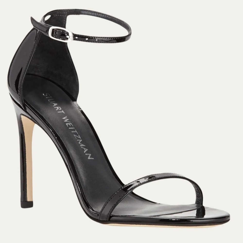 Stuart Weitzman Nudistsong Patent Ankle-Wrap High-Heel Sandals size 40 / 10